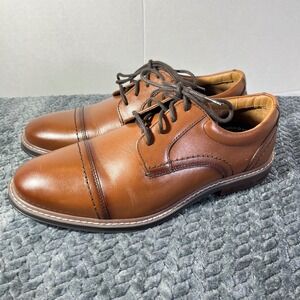 Nunn Bush Mens Brown Leather Cap Toe Oxford Dress Shoes Comfort Gel Size 8.5‎ M